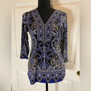 Inc international blue and black top small